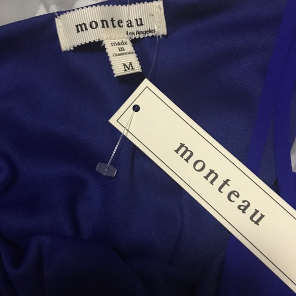 Monteau One Sleeve Royal Blue Top Size Medium - Picture 6 of 6